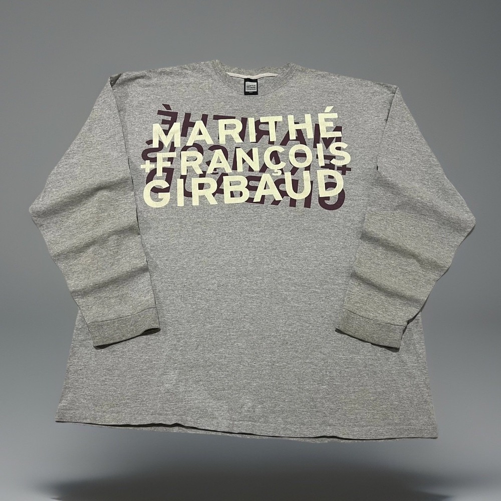 Vintage Marithe +Francois Girbaud Mens Gray Long Sleeve T-Shirt 3XL Designer Y2K